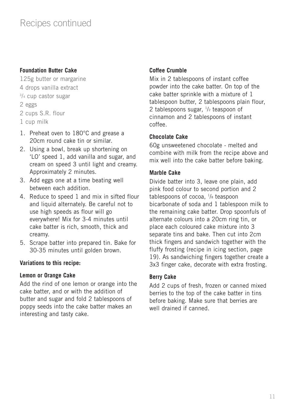 Recipes continued | Sunbeam JM5900 User Manual | Page 13 / 18