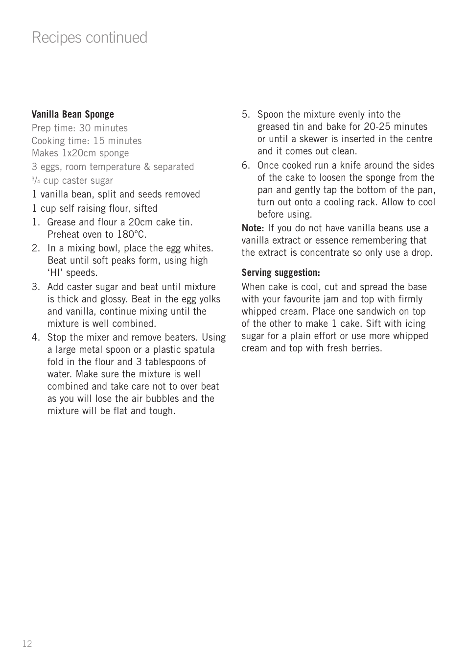 Recipes continued | Sunbeam JM5900 User Manual | Page 14 / 18