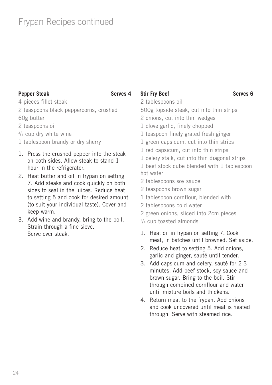 Frypan recipes continued | Sunbeam FP5500 User Manual | Page 26 / 44