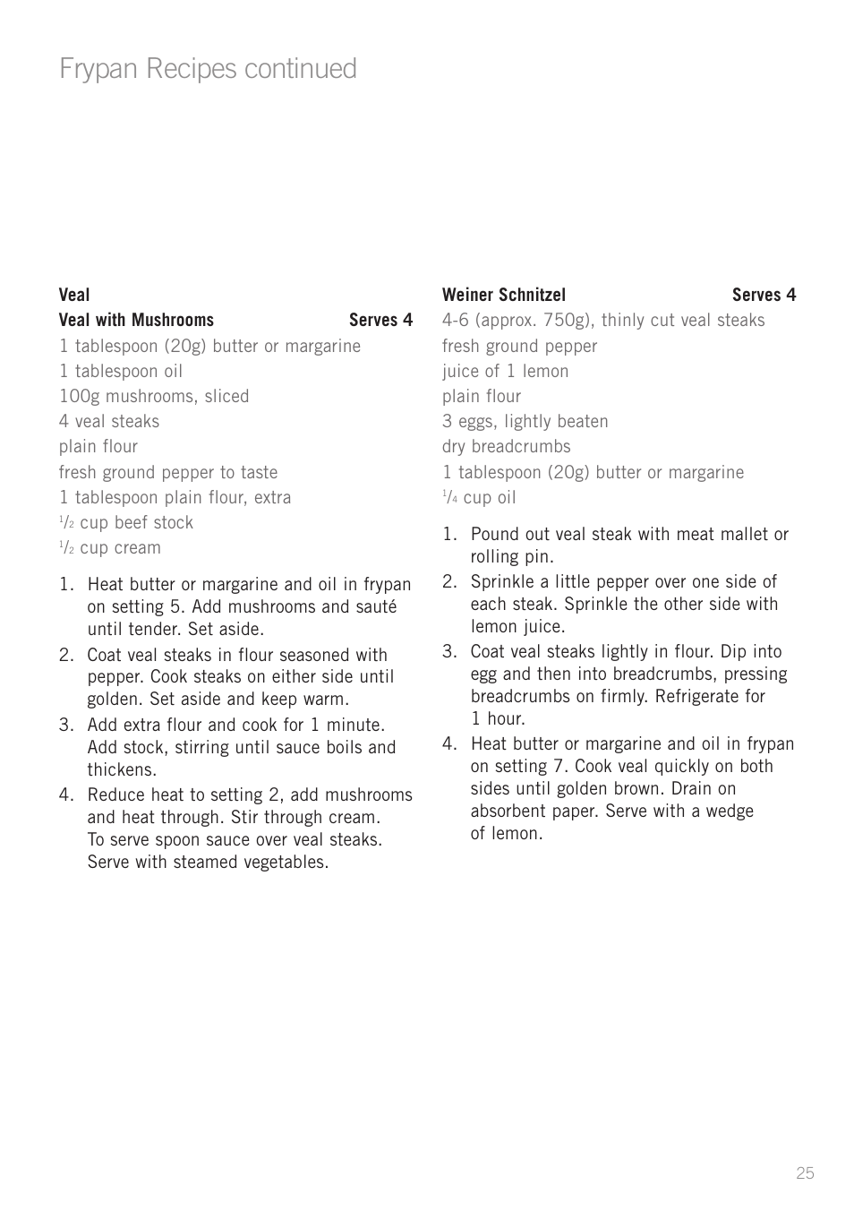 Frypan recipes continued | Sunbeam FP5500 User Manual | Page 27 / 44