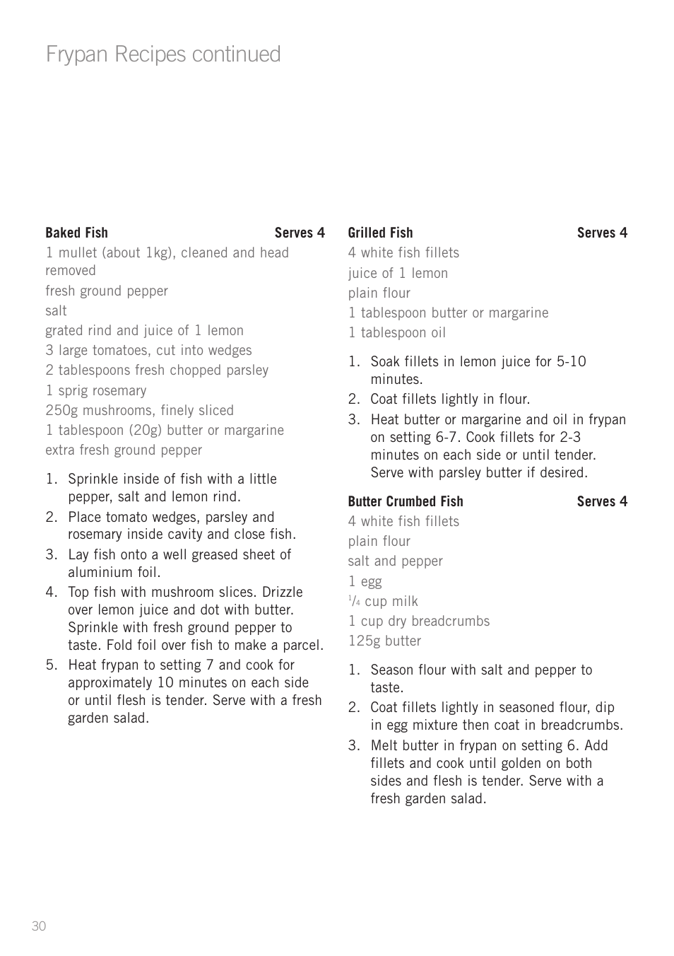 Frypan recipes continued | Sunbeam FP5500 User Manual | Page 32 / 44