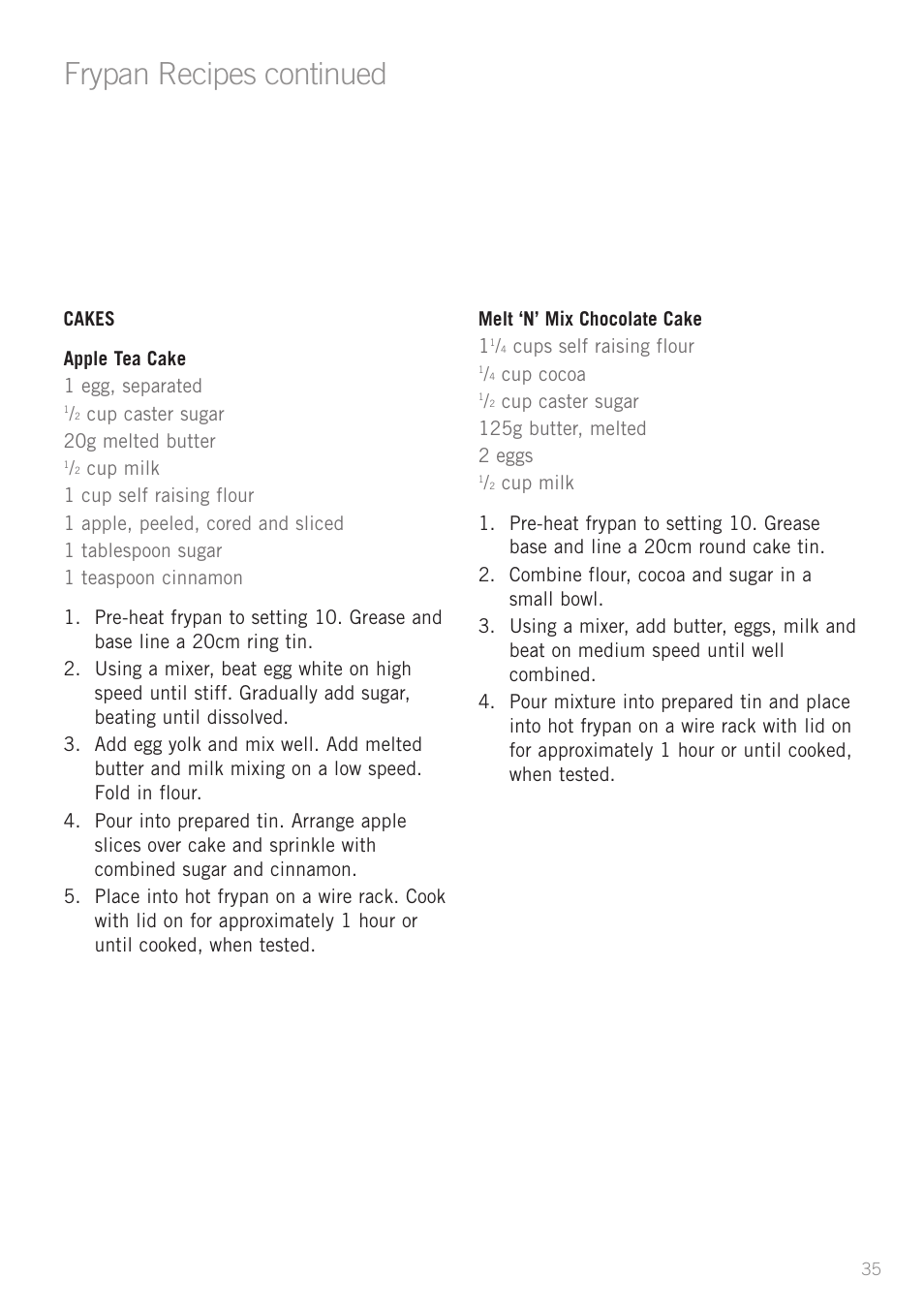 Frypan recipes continued | Sunbeam FP5500 User Manual | Page 37 / 44