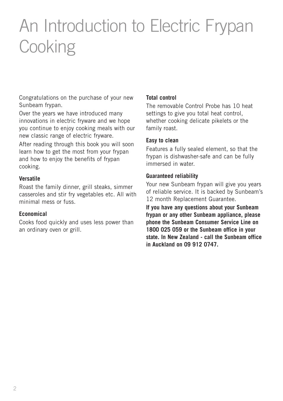An introduction to electric frypan cooking | Sunbeam FP5500 User Manual | Page 4 / 44