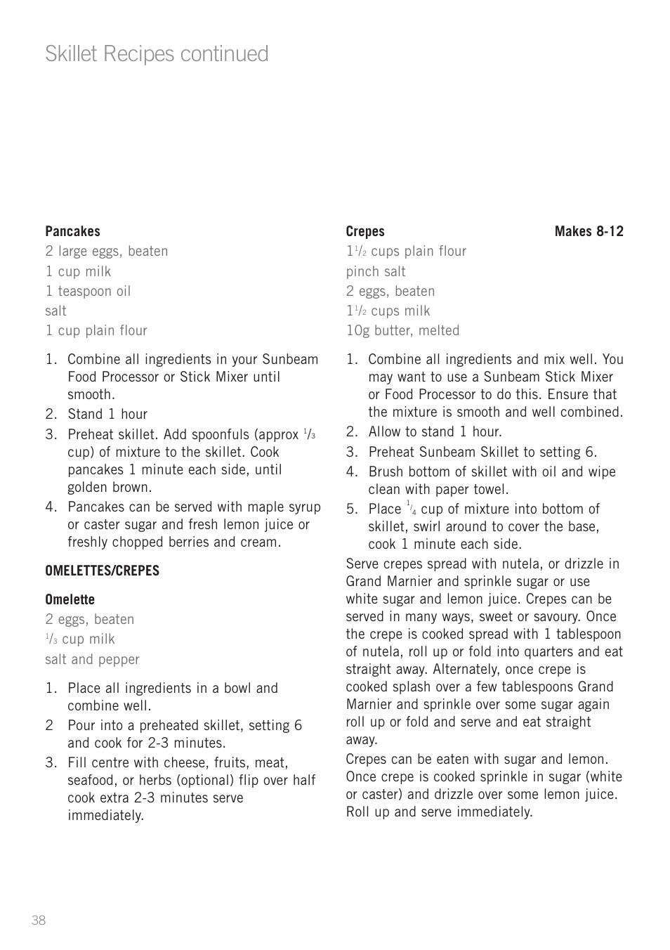 Skillet recipes continued | Sunbeam FP5500 User Manual | Page 40 / 44