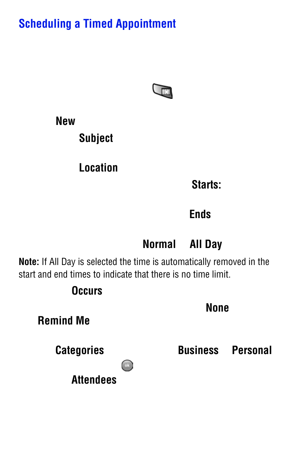 Scheduling a timed appointment | Samsung SPH i700 User Manual | Page 101 / 186