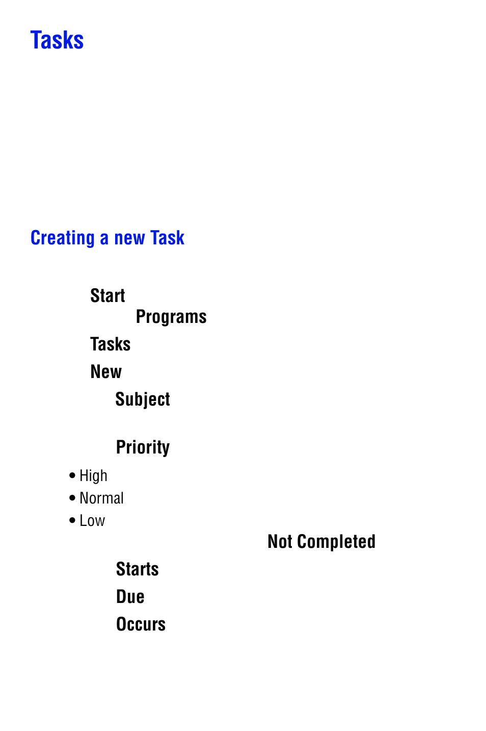 Tasks, Creating a new task | Samsung SPH i700 User Manual | Page 104 / 186