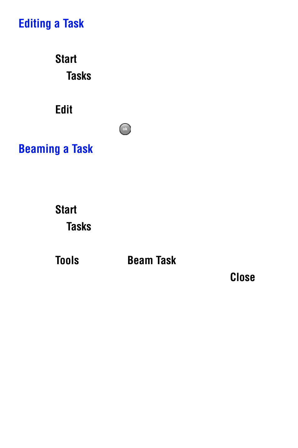 Editing a task, Beaming a task | Samsung SPH i700 User Manual | Page 107 / 186