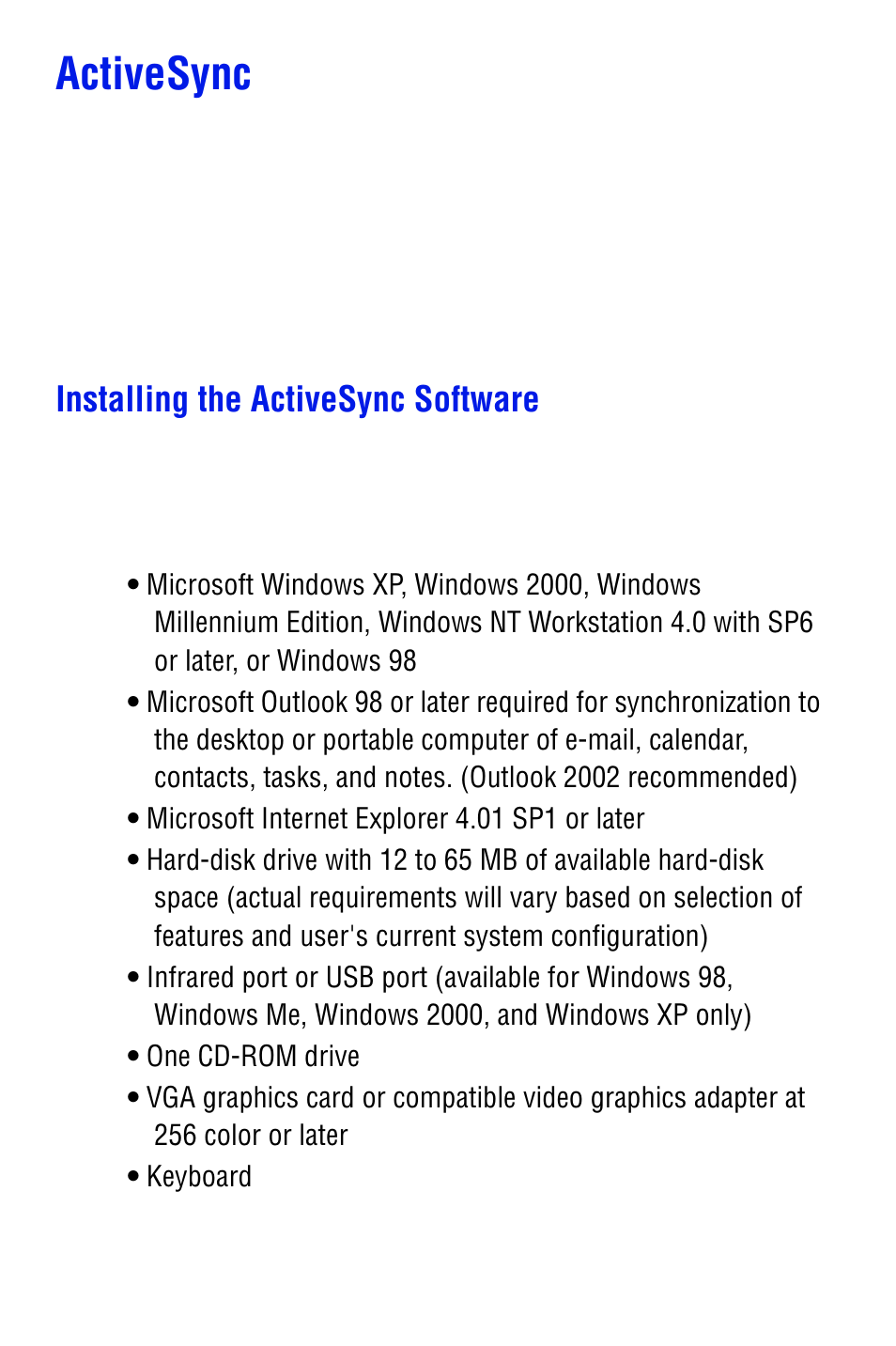 Activesync, Installing the activesync software | Samsung SPH i700 User Manual | Page 115 / 186
