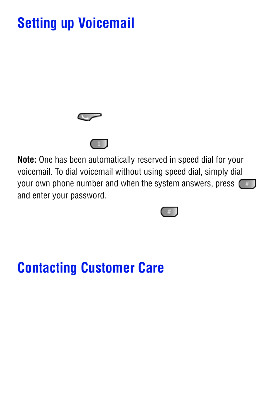 Setting up voicemail, Contacting customer care, Setting up voicemail contacting customer care | Samsung SPH i700 User Manual | Page 14 / 186