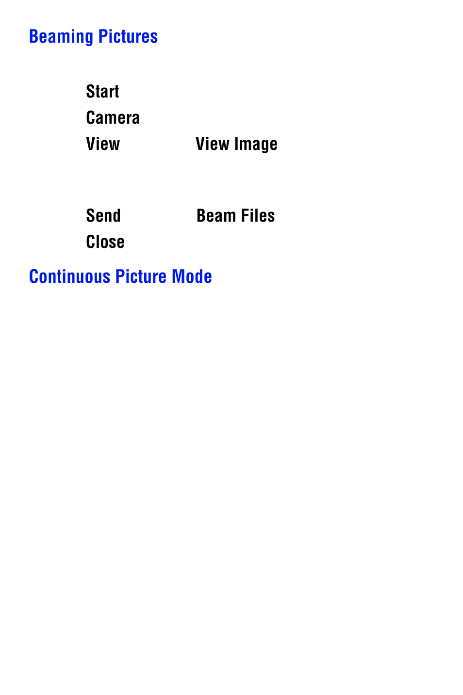 Beaming pictures, Continuous picture mode | Samsung SPH i700 User Manual | Page 156 / 186
