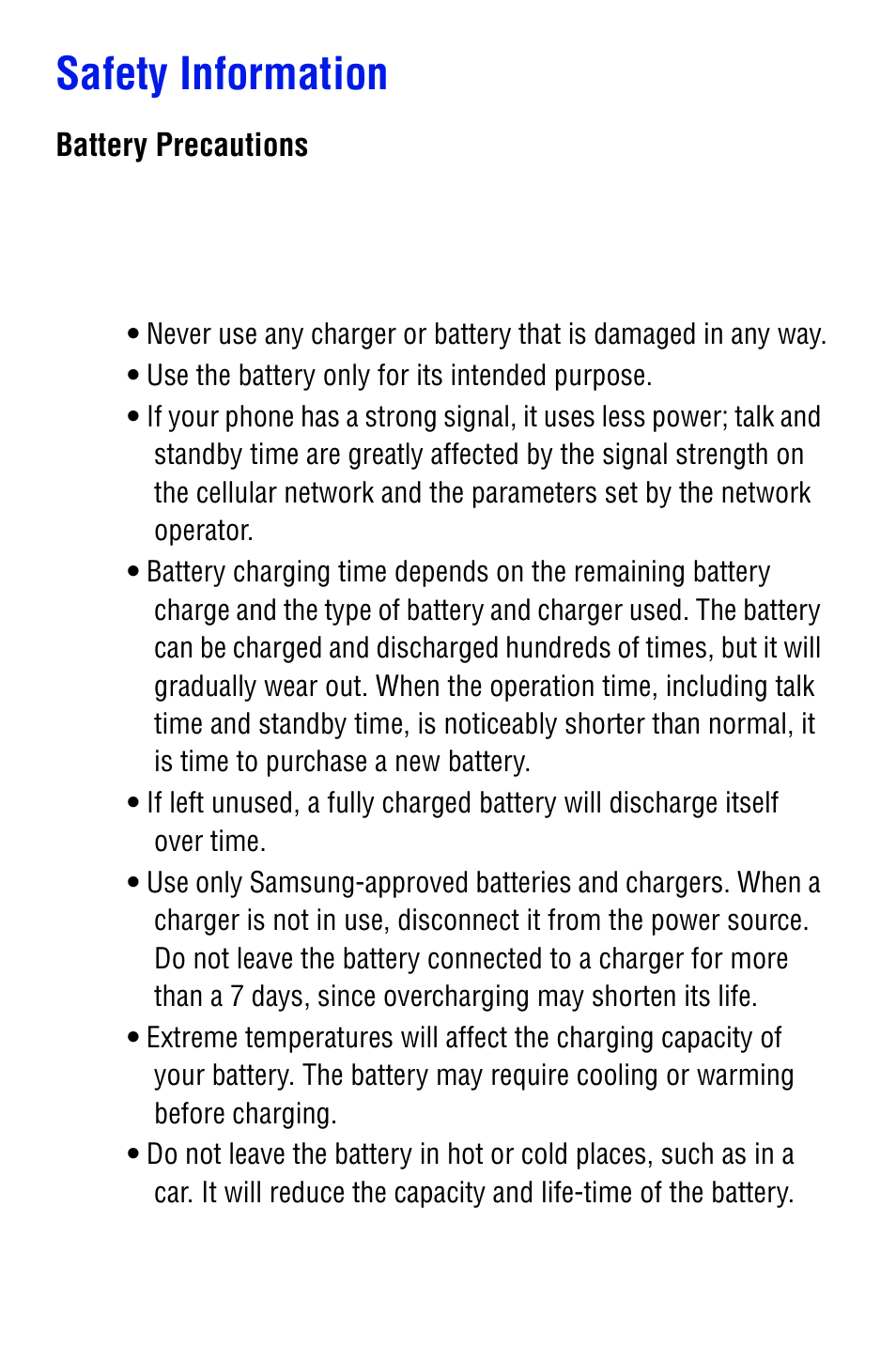 Safety information | Samsung SPH i700 User Manual | Page 165 / 186