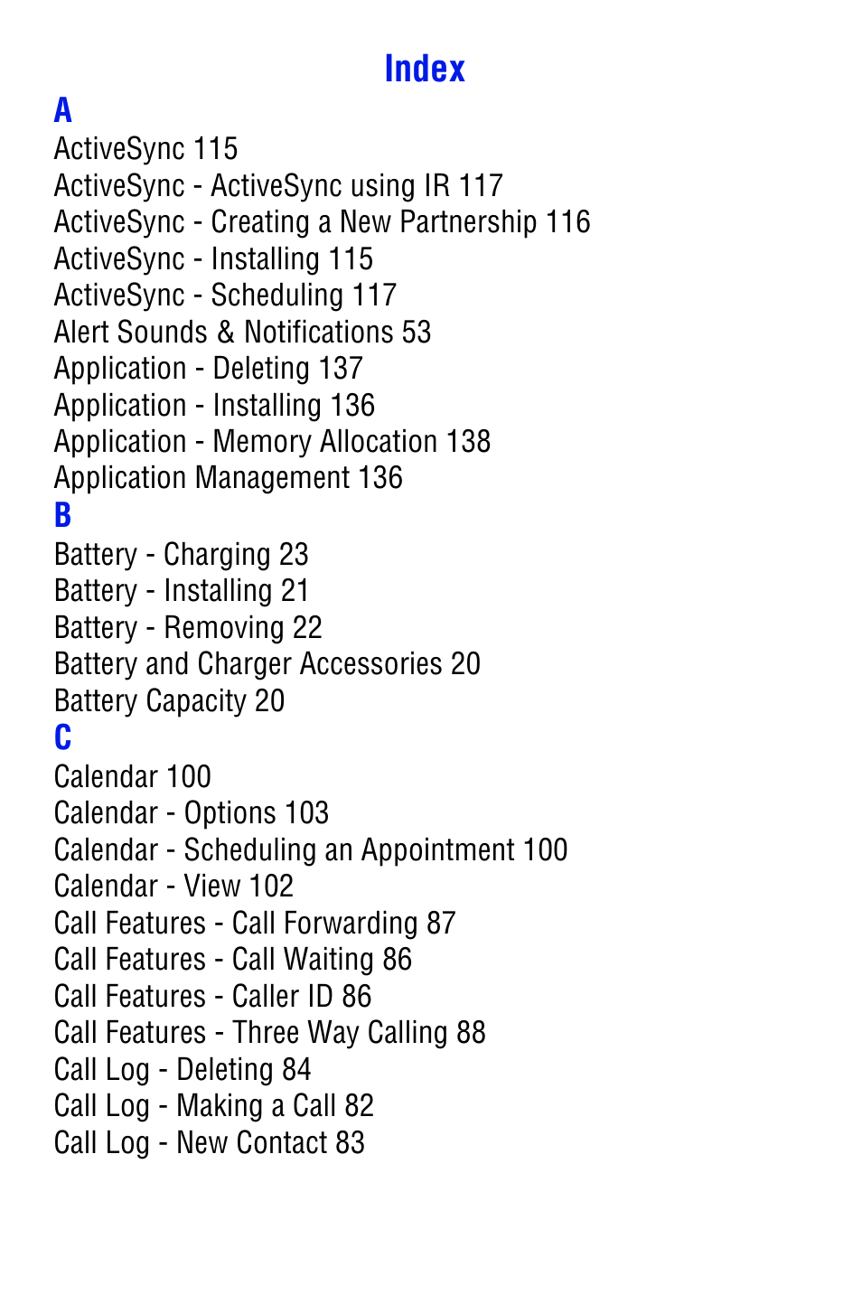 Index | Samsung SPH i700 User Manual | Page 181 / 186