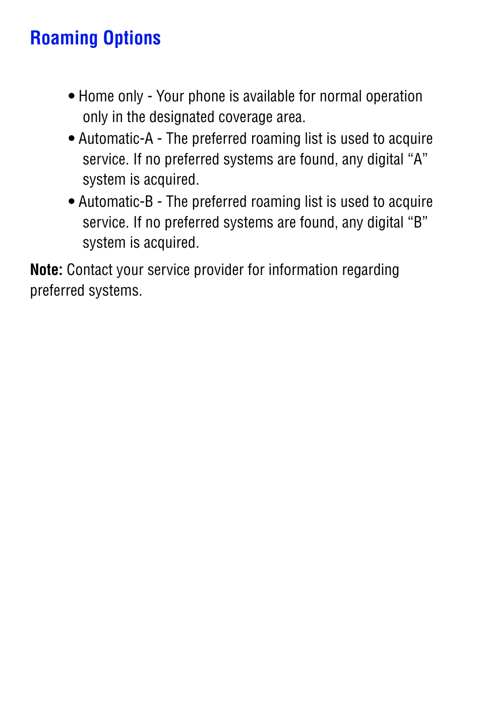Roaming options | Samsung SPH i700 User Manual | Page 62 / 186