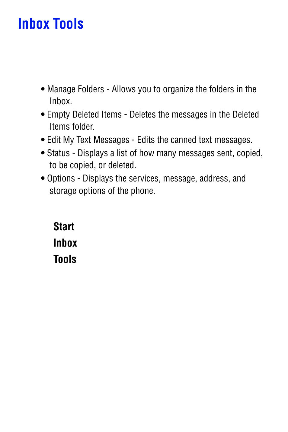 Inbox tools | Samsung SPH i700 User Manual | Page 77 / 186