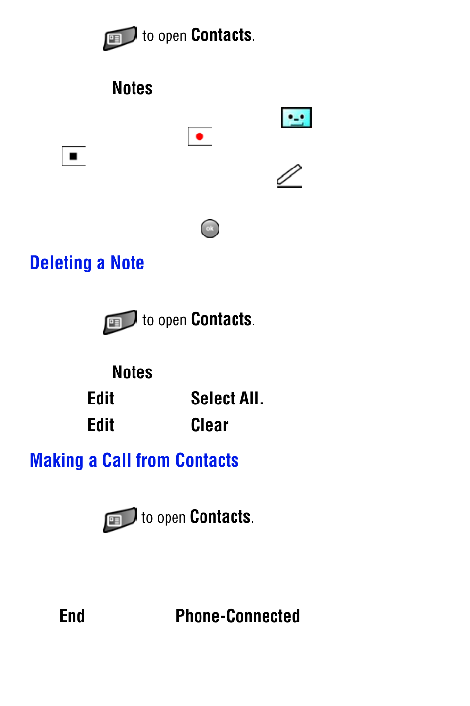 Deleting a note, Making a call from contacts | Samsung SPH i700 User Manual | Page 93 / 186
