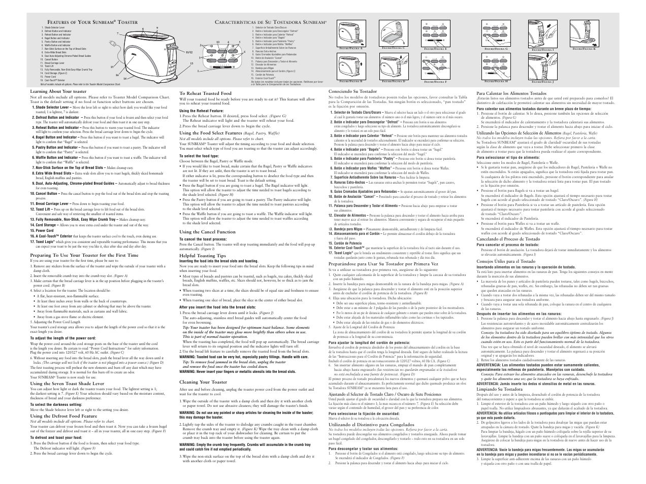 Defros t reheat | Sunbeam 6222 User Manual | Page 2 / 2