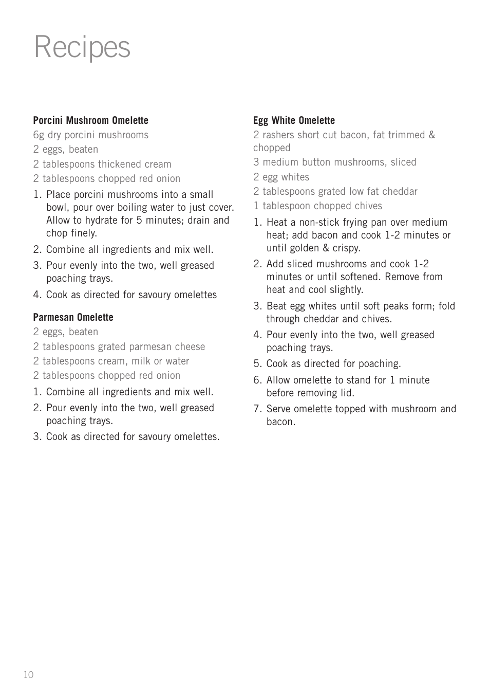 Recipes | Sunbeam EC1300 User Manual | Page 10 / 16