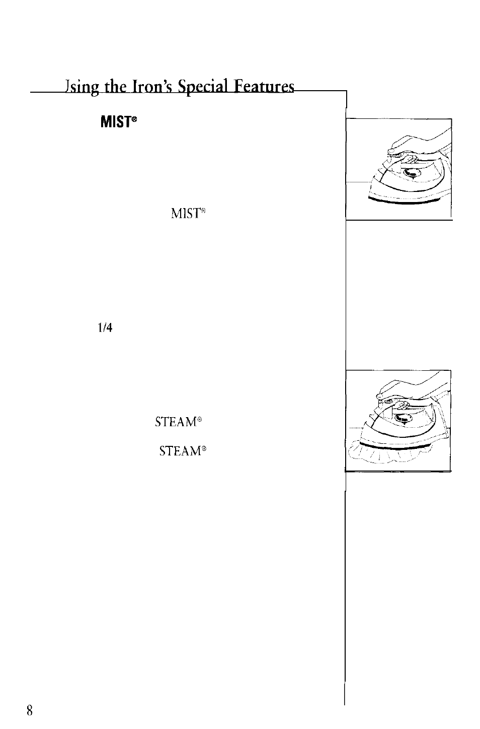 Spray, Shot of steam” (model | Sunbeam 3020 User Manual | Page 10 / 40