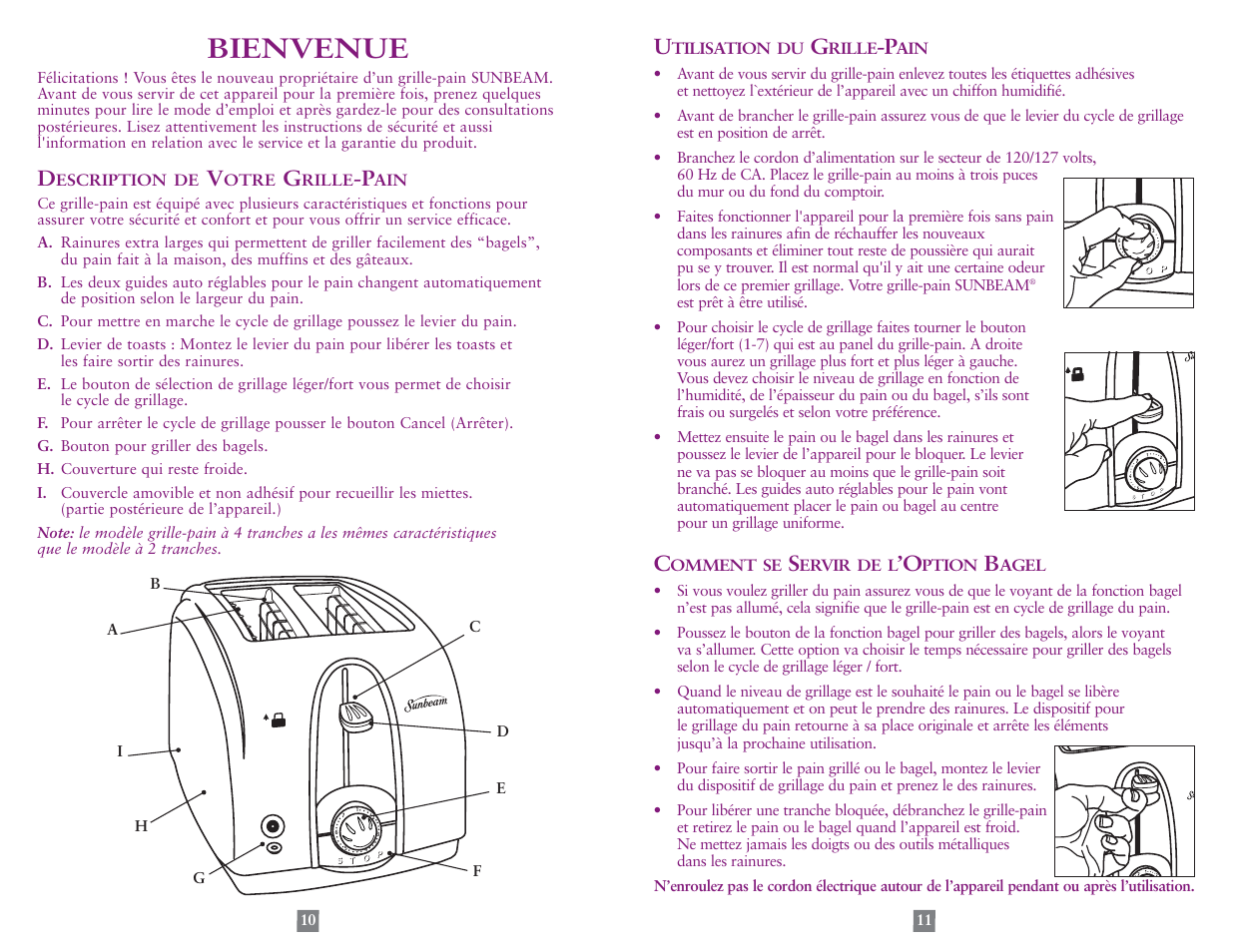 Bienvenue | Sunbeam 3823-099 User Manual | Page 6 / 13