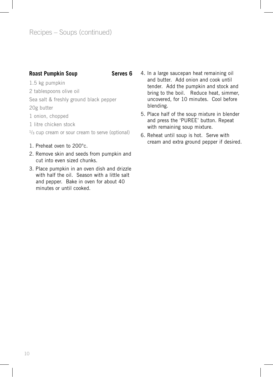 Recipes – soups (continued) | Sunbeam PB7910 User Manual | Page 12 / 28