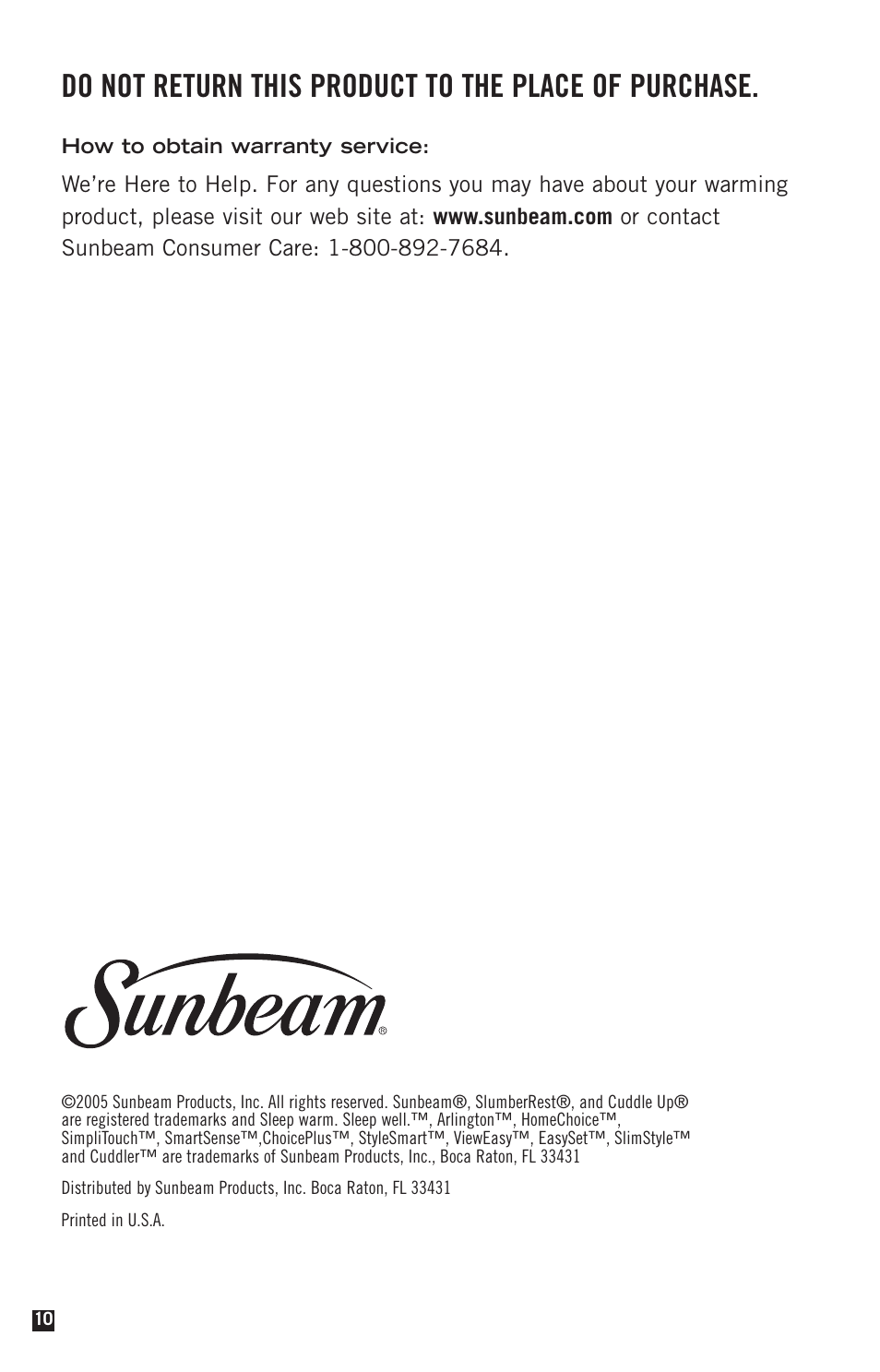 Sunbeam Electric Heater User Manual | Page 12 / 12