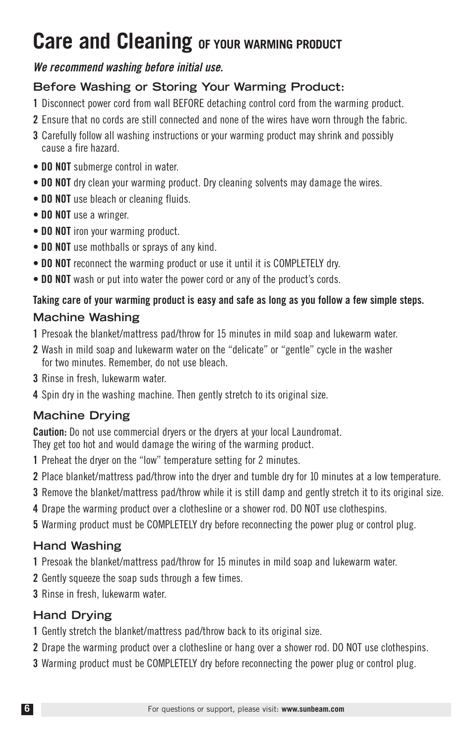 Care and cleaning | Sunbeam Electric Heater User Manual | Page 8 / 12