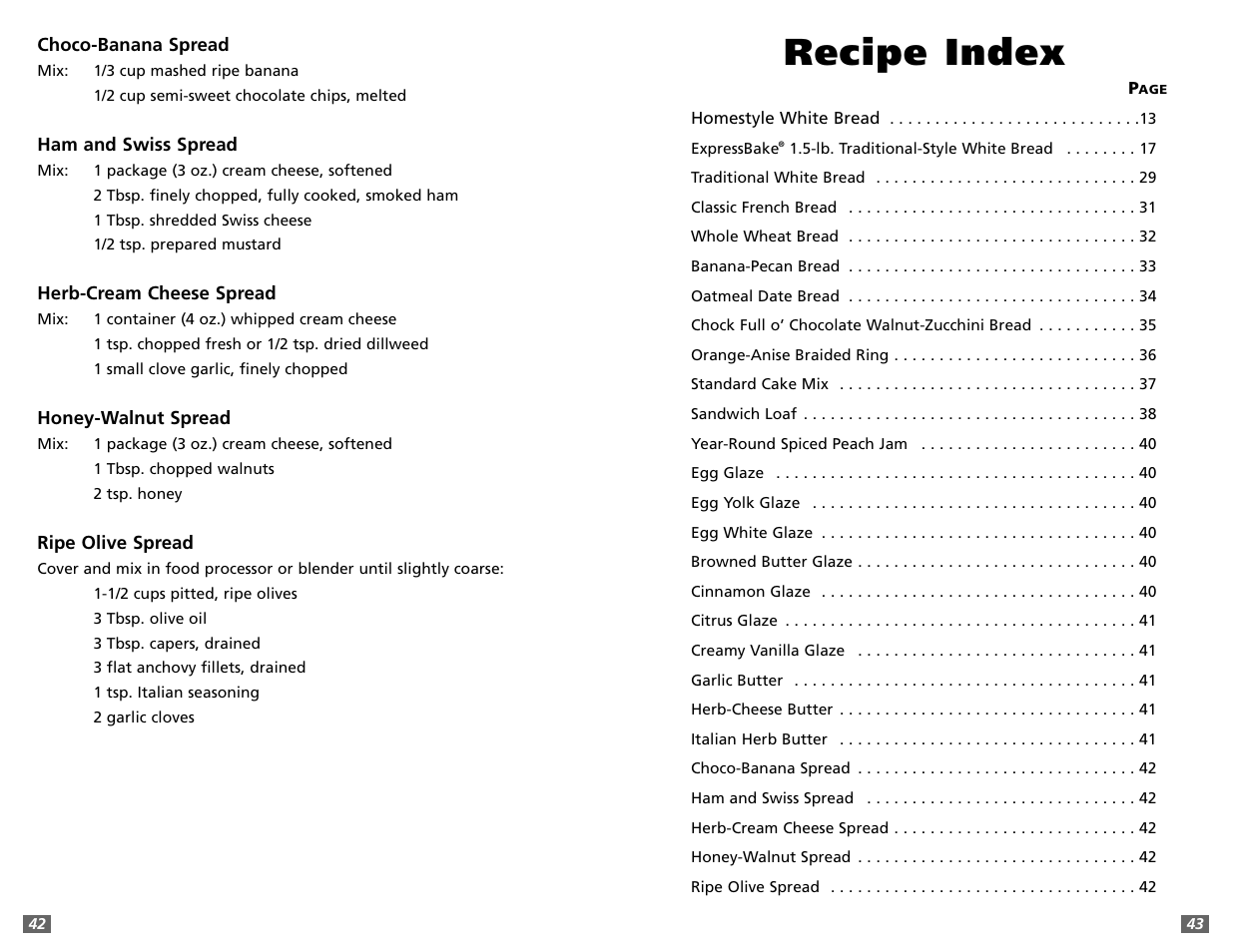 Recipe index | Sunbeam 5891 User Manual | Page 22 / 44