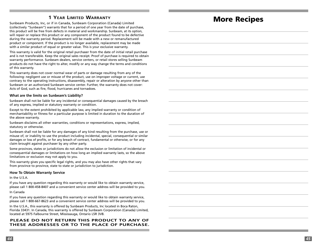 More recipes | Sunbeam 5891 User Manual | Page 23 / 44
