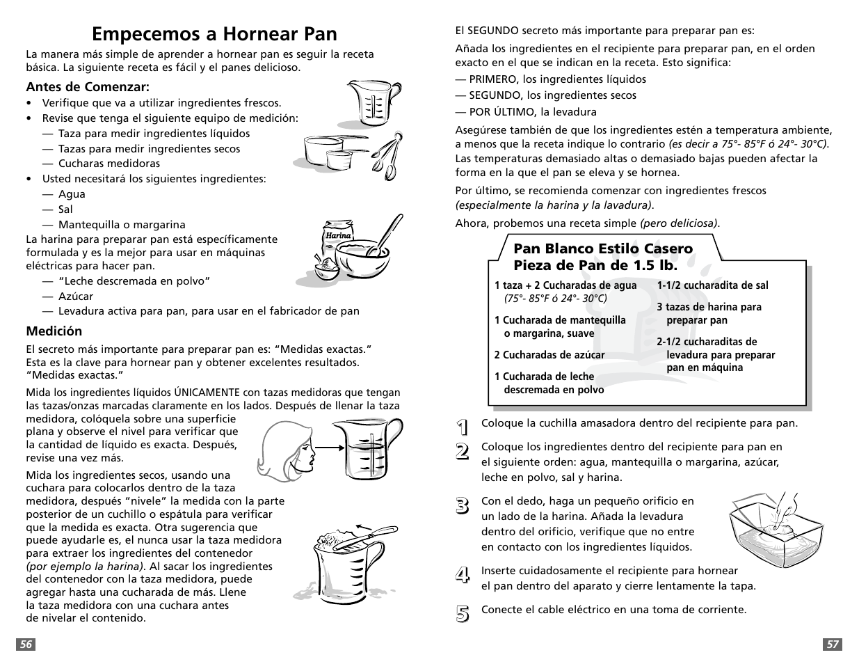 Empecemos a hornear pan | Sunbeam 5891 User Manual | Page 29 / 44