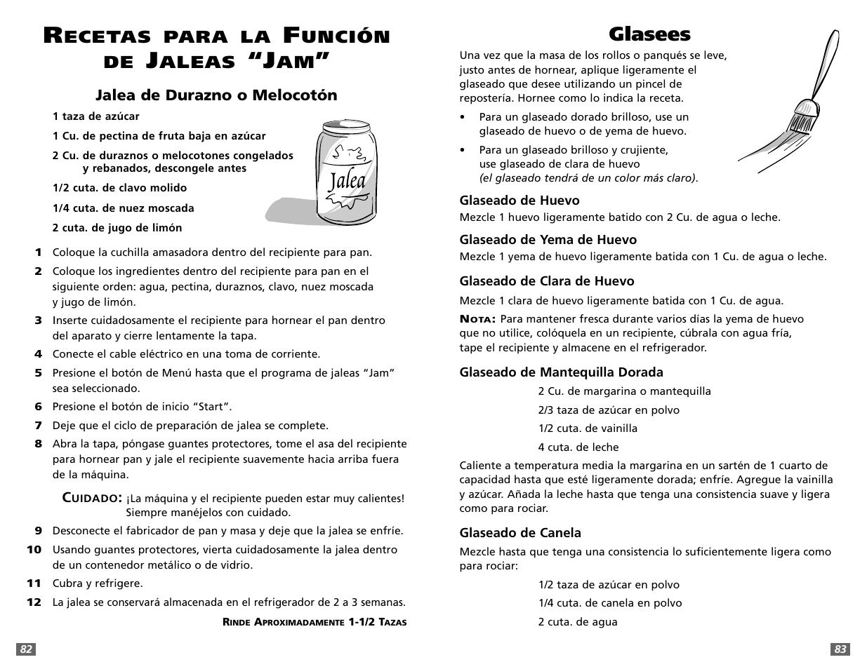 Glasees, Ecetas para la, Unción de | Aleas | Sunbeam 5891 User Manual | Page 42 / 44
