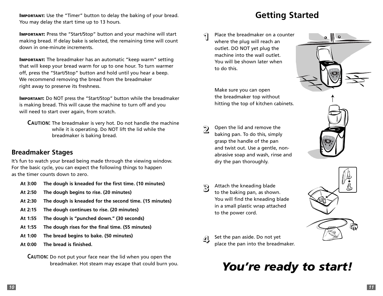 You’re ready to start, Getting started | Sunbeam 5891 User Manual | Page 6 / 44