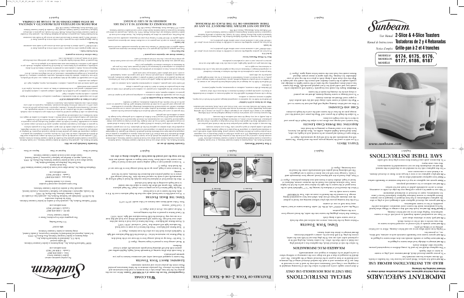 Sunbeam 6174 User Manual | 2 pages
