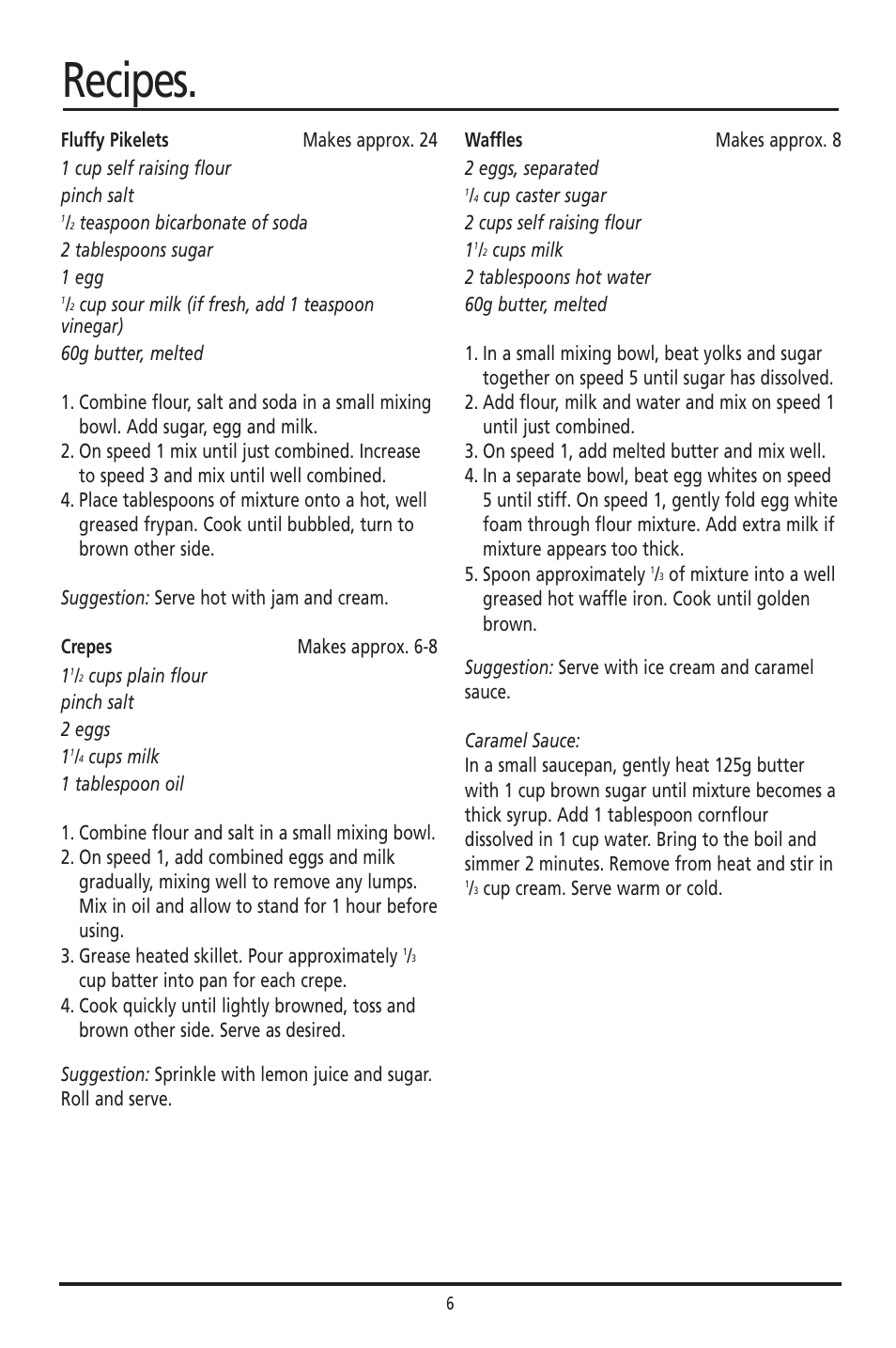 Recipes | Sunbeam JM3200 User Manual | Page 6 / 8