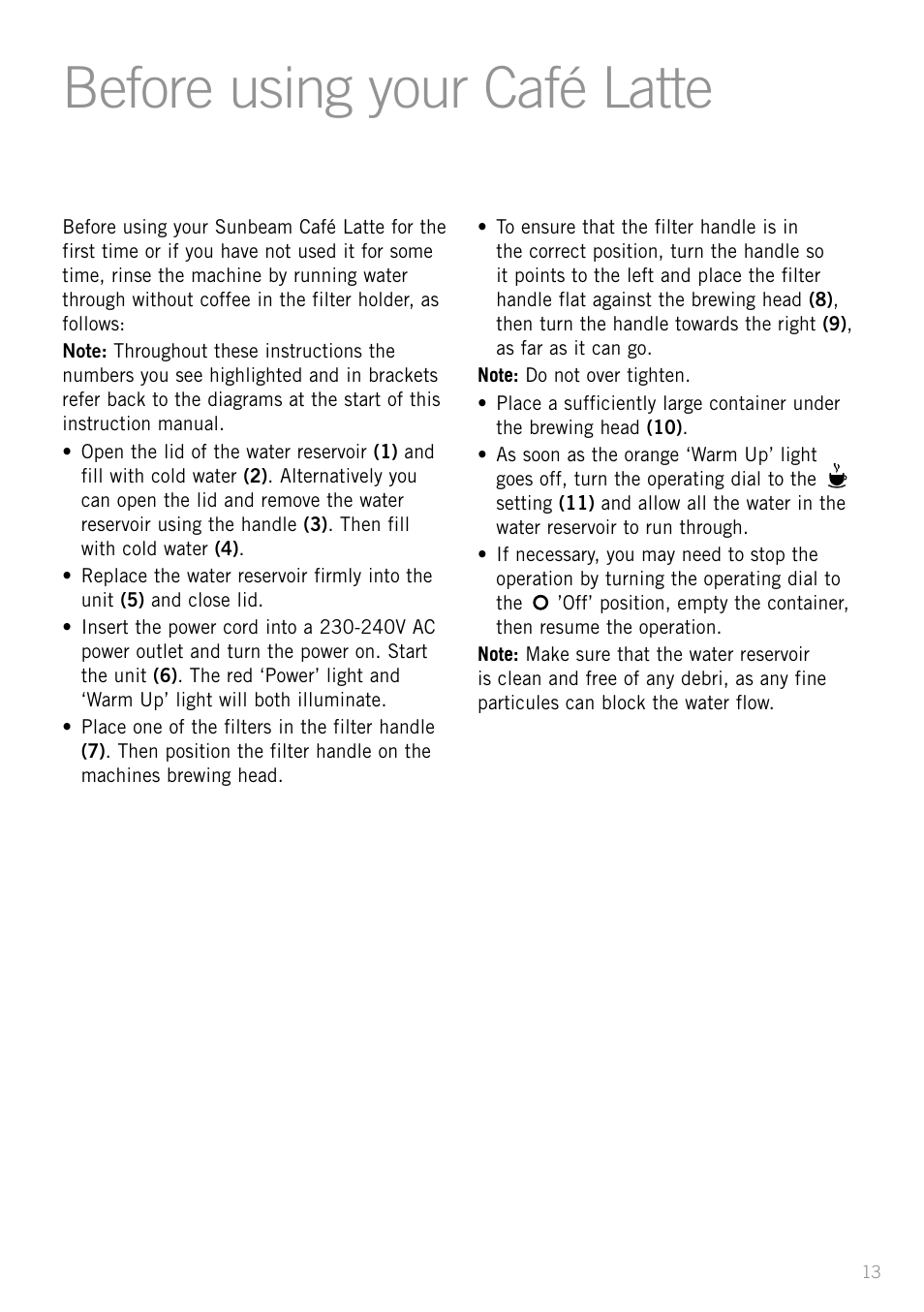 Before using your café latte | Sunbeam EM5400B User Manual | Page 15 / 32