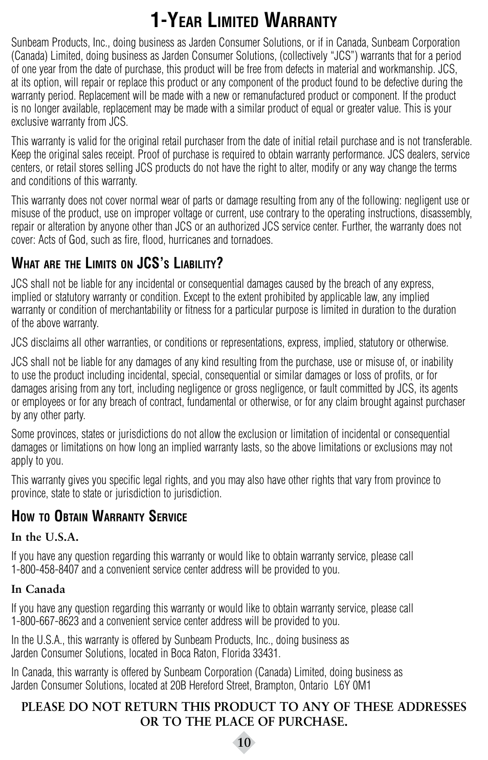 Sunbeam 6094 User Manual | Page 10 / 12