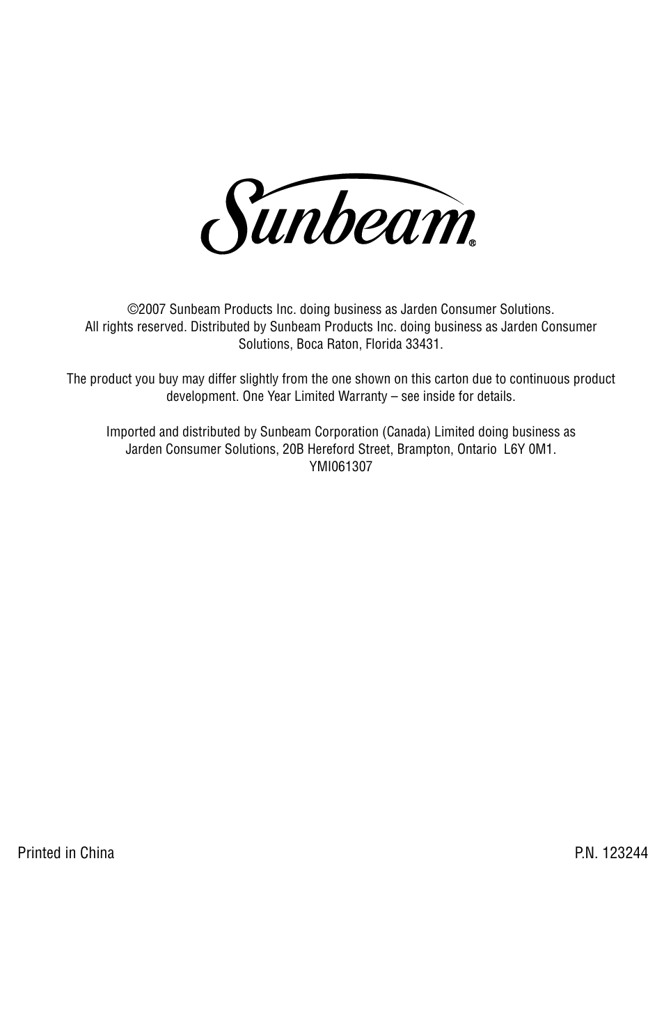 Sunbeam 6094 User Manual | Page 12 / 12