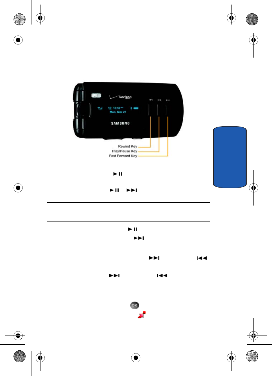 Playing music with the flip closed, Playing music with the flip open | Samsung A930 User Manual | Page 135 / 216