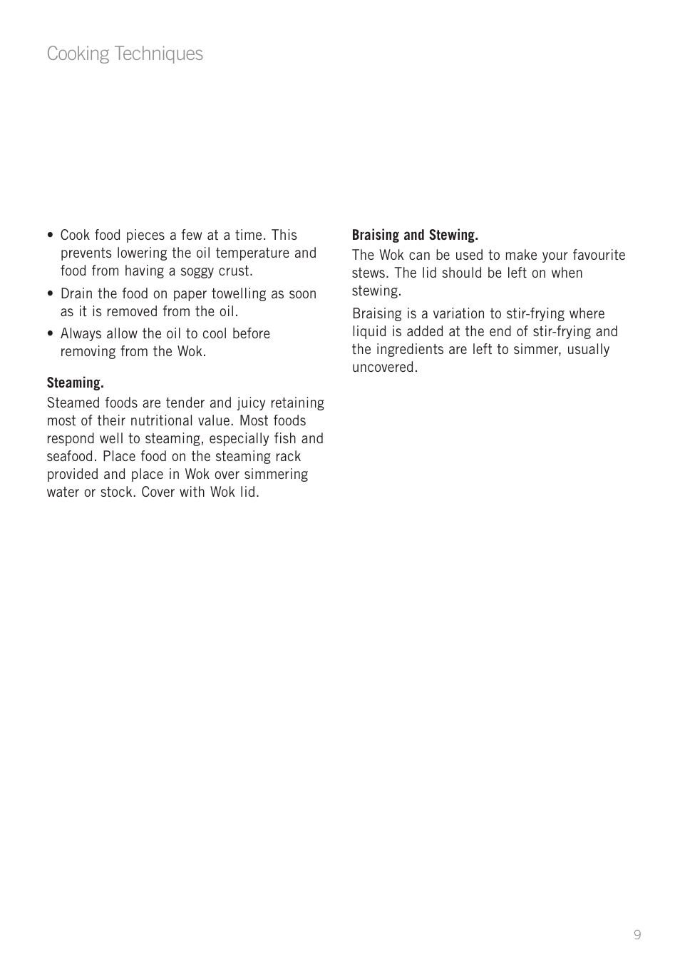 Cooking techniques | Sunbeam WW7500 User Manual | Page 11 / 23