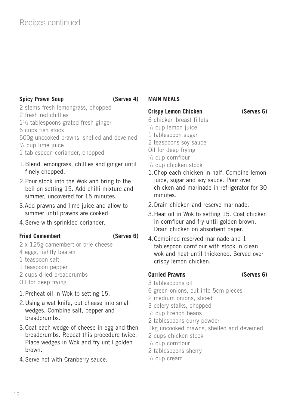 Recipes continued | Sunbeam WW7500 User Manual | Page 14 / 23