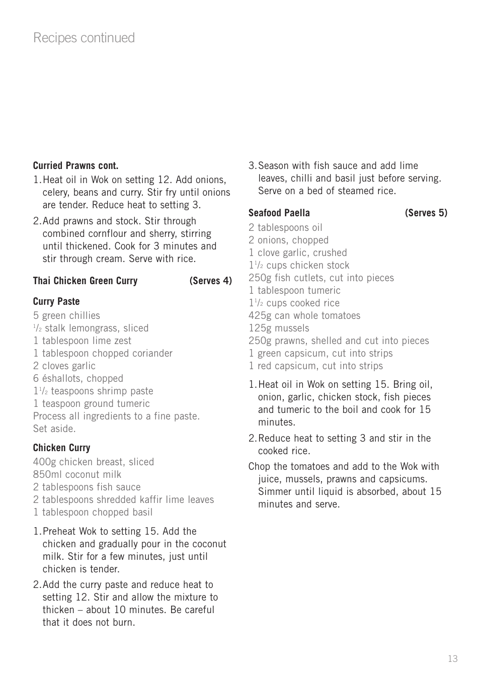 Recipes continued | Sunbeam WW7500 User Manual | Page 15 / 23