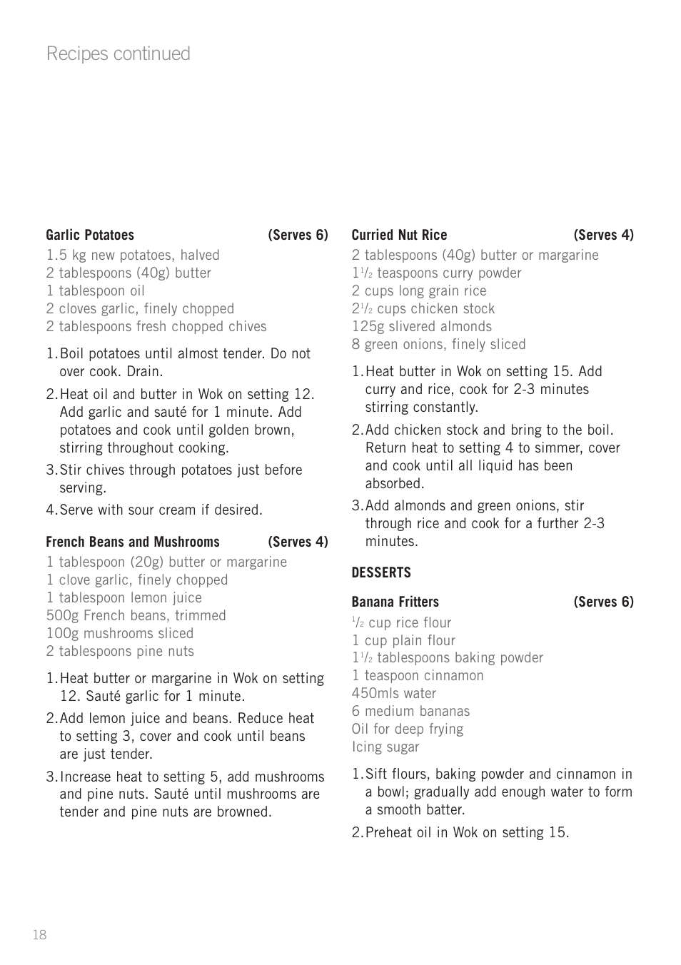 Recipes continued | Sunbeam WW7500 User Manual | Page 20 / 23