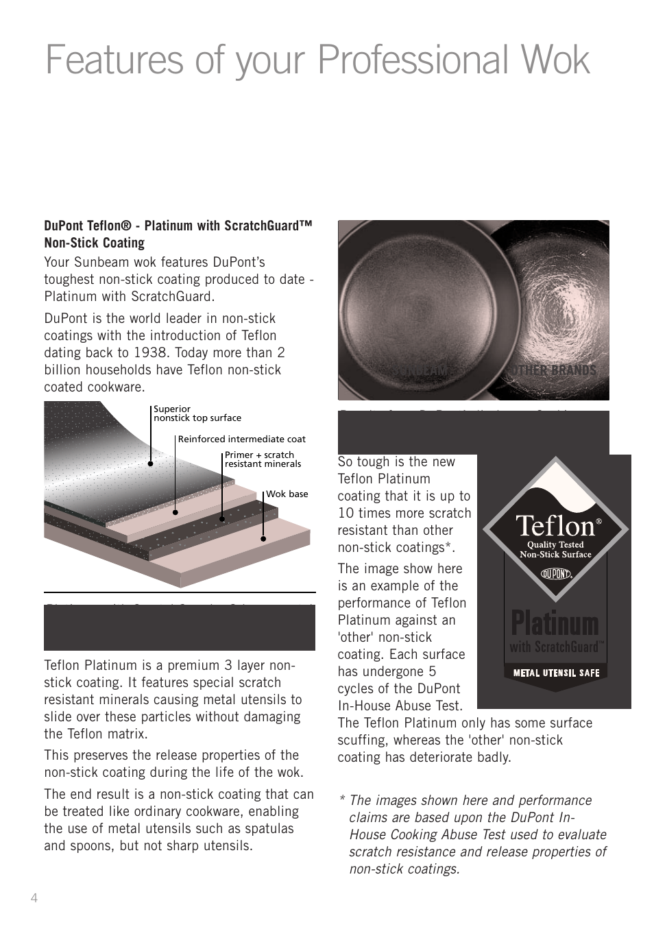 Features of your professional wok | Sunbeam WW7500 User Manual | Page 6 / 23