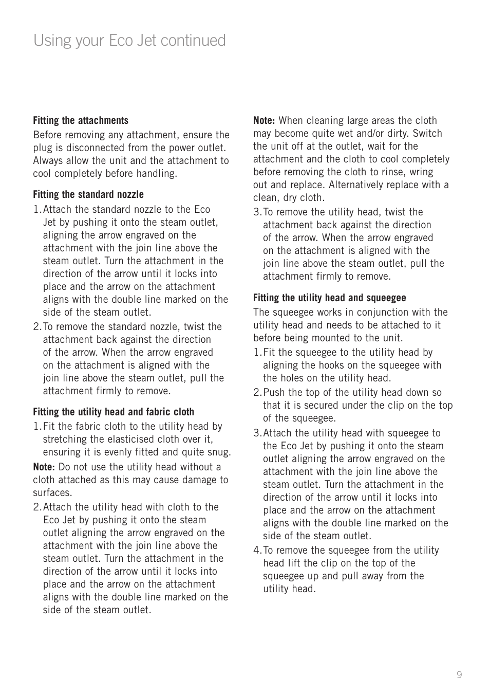 Using your eco jet continued | Sunbeam SC4500 User Manual | Page 11 / 16