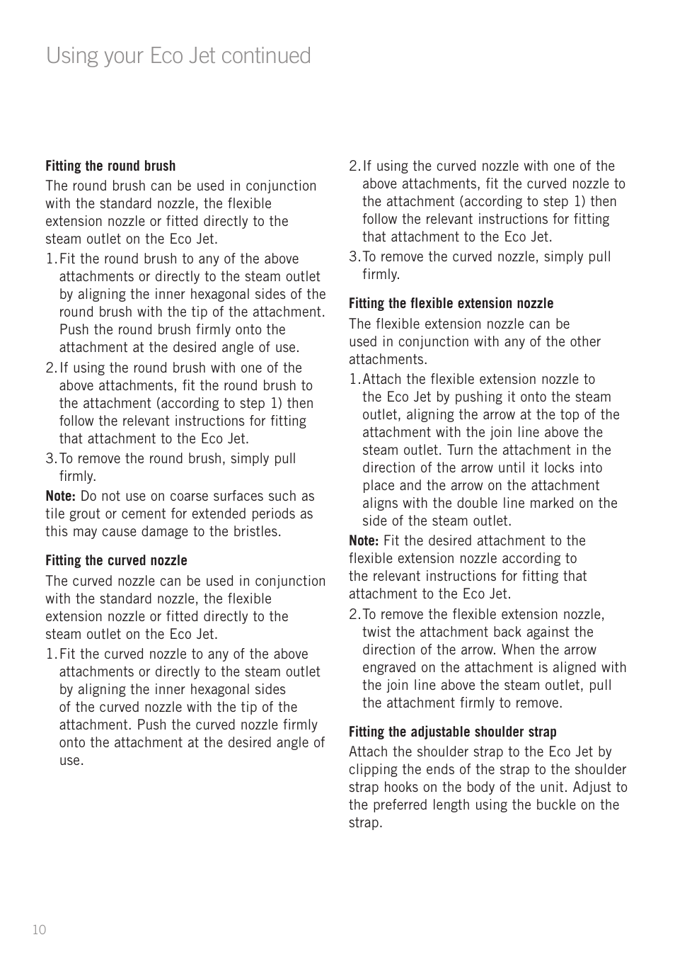 Using your eco jet continued | Sunbeam SC4500 User Manual | Page 12 / 16