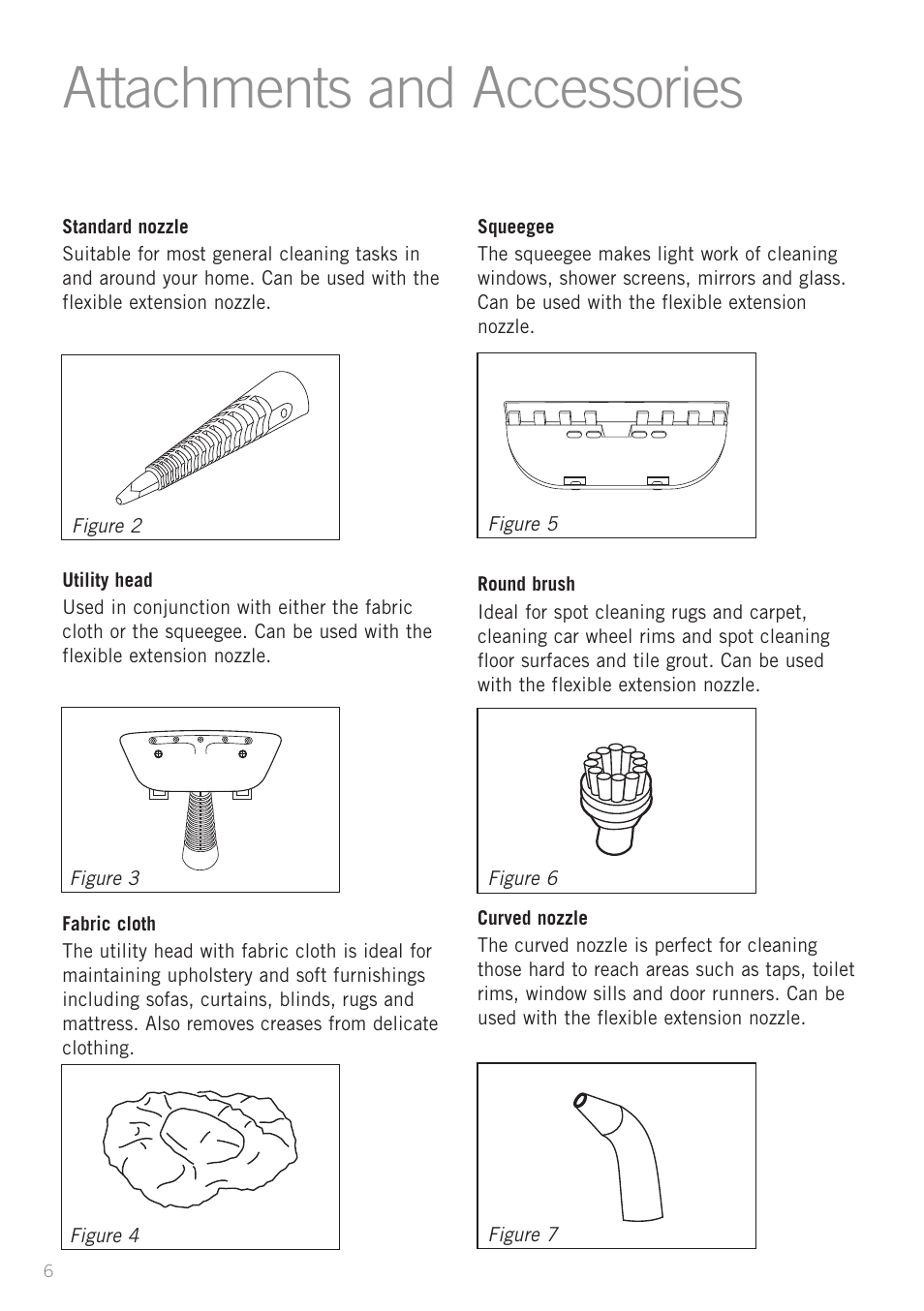 Attachments and accessories | Sunbeam SC4500 User Manual | Page 8 / 16