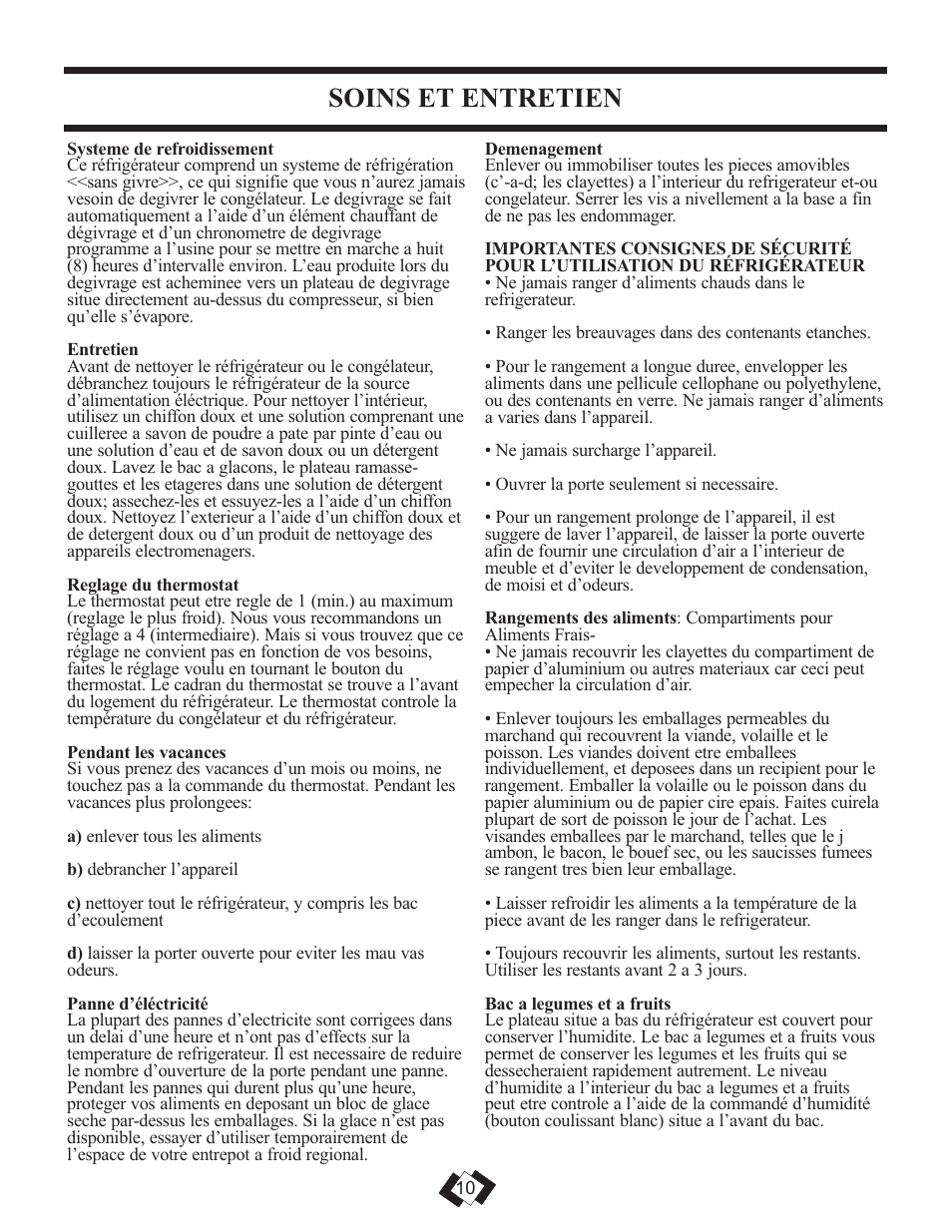 Soins et entretien | Sunbeam DFF258BLSSB User Manual | Page 11 / 20