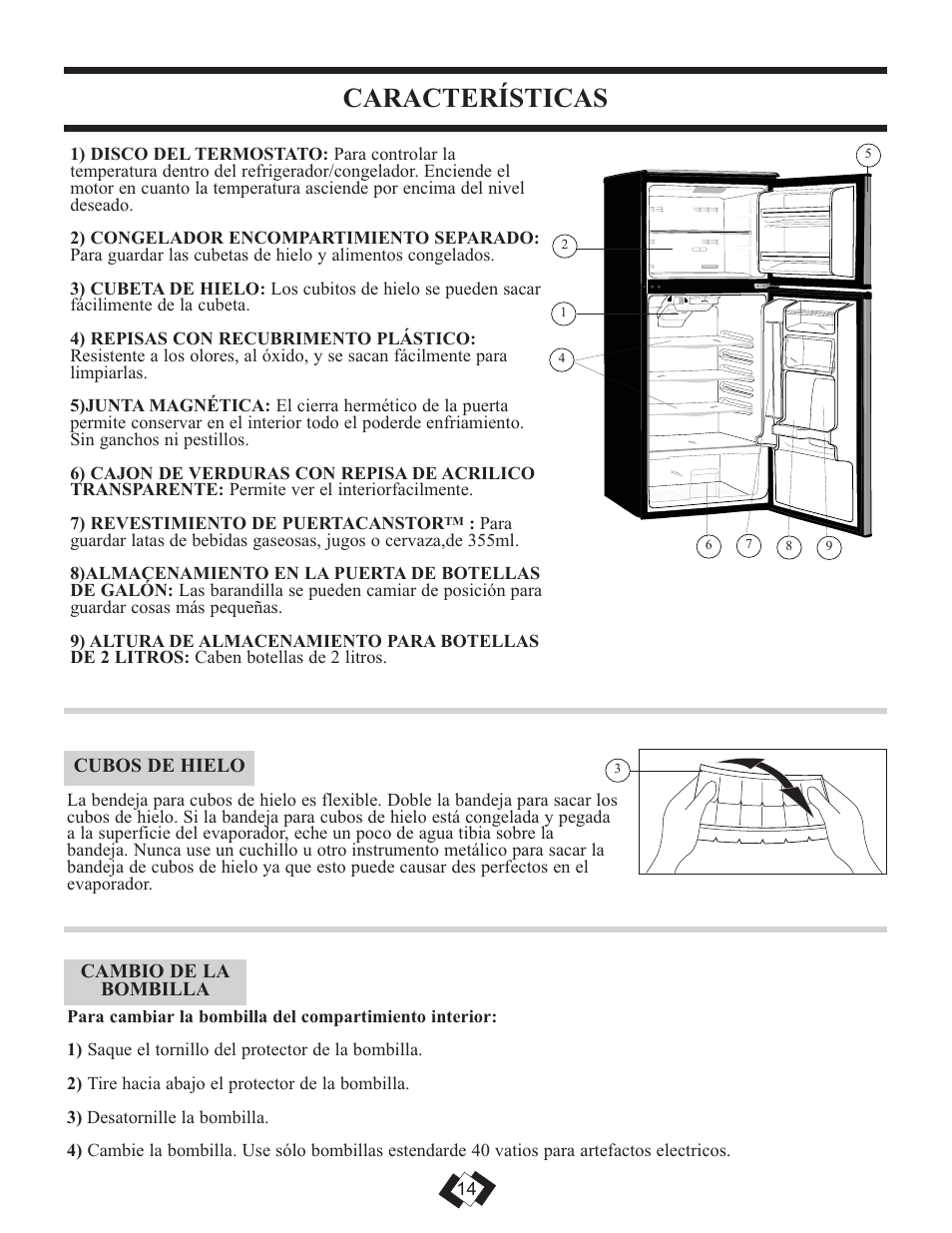 Características | Sunbeam DFF258BLSSB User Manual | Page 15 / 20