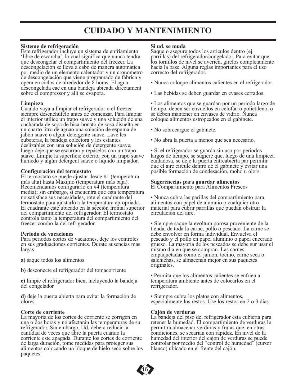 Cuidado y mantenimiento | Sunbeam DFF258BLSSB User Manual | Page 17 / 20