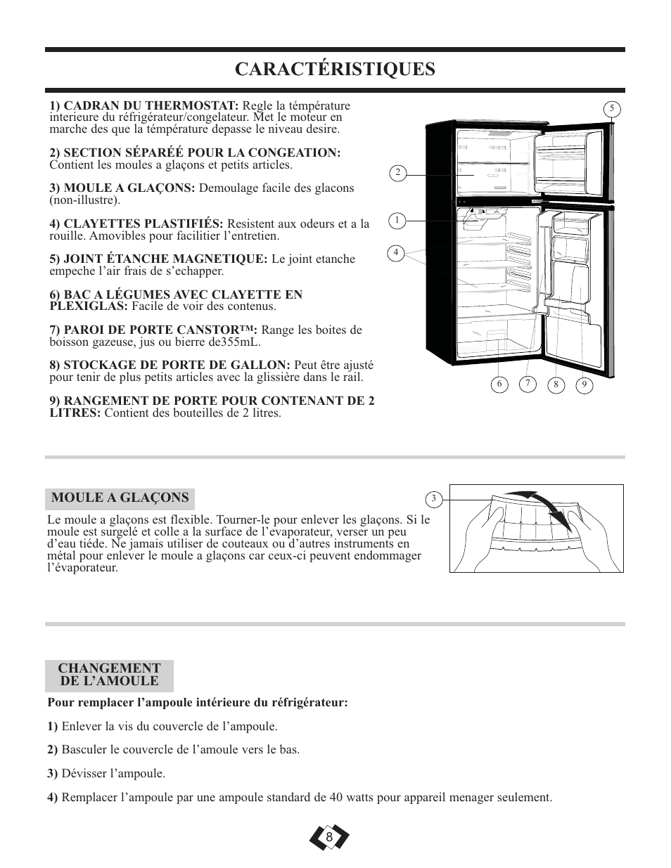 Caractéristiques | Sunbeam DFF258BLSSB User Manual | Page 9 / 20