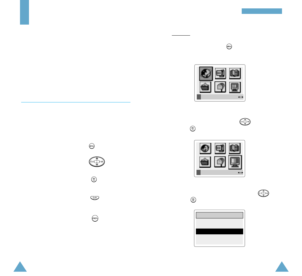 Using the menus, Accessing a menu function by scrolling | Samsung SCH-A212 User Manual | Page 23 / 63